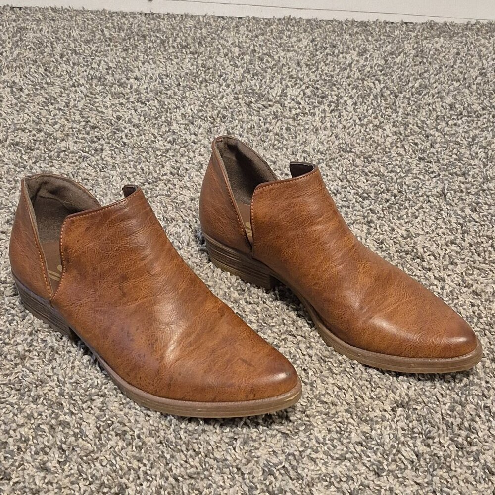 Seven7 Chestnut Leather Ankle Booties Bandera Boot Slip On Boho Western Womens 8